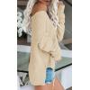 Women’s Off Shoulder Knit Sweaters Oversized V Neck Long Sleeve Loose Lightweight Pullover Tops(Apricot)