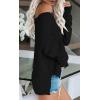 Women’s Off Shoulder Knit Sweaters Oversized V Neck Long Sleeve Loose Lightweight Pullover Tops(Black)