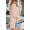 Women’s Off Shoulder Knit Sweaters Oversized V Neck Long Sleeve Loose Lightweight Pullover Tops(Nude)