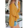 Women’s Off Shoulder Knit Sweaters Oversized V Neck Long Sleeve Loose Lightweight Pullover Tops(Yellow)