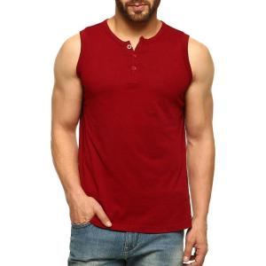 LAICIGO Mens Sleeveless Henley Tank Tops Slim Fit Button Down Athletic Muscle T-Shirts