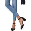 LAICIGO Women’s Pointed Toe Pumps Ankle Strap Buckle Chunky Block Heel Dress D’Orsay Shoes(Black Leather)