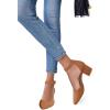 LAICIGO Women’s Pointed Toe Pumps Ankle Strap Buckle Chunky Block Heel Dress D’Orsay Shoes(Brown Leather)