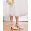 LAICIGO Women’s Pointed Toe Pumps Ankle Strap Buckle Chunky Block Heel Dress D’Orsay Shoes(Nude Suede)