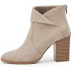 LAICIGO Women’s Square Toe Ankle Boots High Chunky Stacked Heel Slip On Criss Cross Zipper Booties(Apricot)