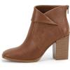 LAICIGO Women’s Square Toe Ankle Boots High Chunky Stacked Heel Slip On Criss Cross Zipper Booties(Brown)