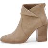 LAICIGO Women’s Square Toe Ankle Boots High Chunky Stacked Heel Slip On Criss Cross Zipper Booties(Khaki)
