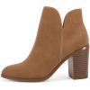 LAICIGO Womens V Cut Ankle Boots Side Zipper Chunky Stacked Heel Snakeskin Booties Shoes(Brown)