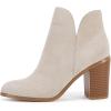 LAICIGO Womens V Cut Ankle Boots Side Zipper Chunky Stacked Heel Snakeskin Booties Shoes(Cream)