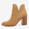 LAICIGO Womens V Cut Ankle Boots Side Zipper Chunky Stacked Heel Snakeskin Booties Shoes(Nude)