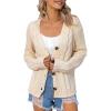 imageWomens Long Sleeve Button Down V Neck Classic Sweater Knit Cardigan Beige