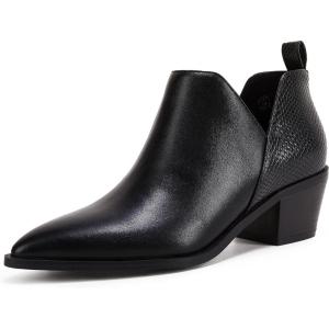 LAICIGO Womens Chunky Stacked Low Heel Ankle Boots V Cut Pointed Toe Animal Print Chelsea Booties