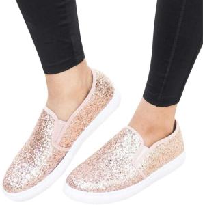 Womens Slip On Fashion Sneakers White Sole Shoes Closed Toe