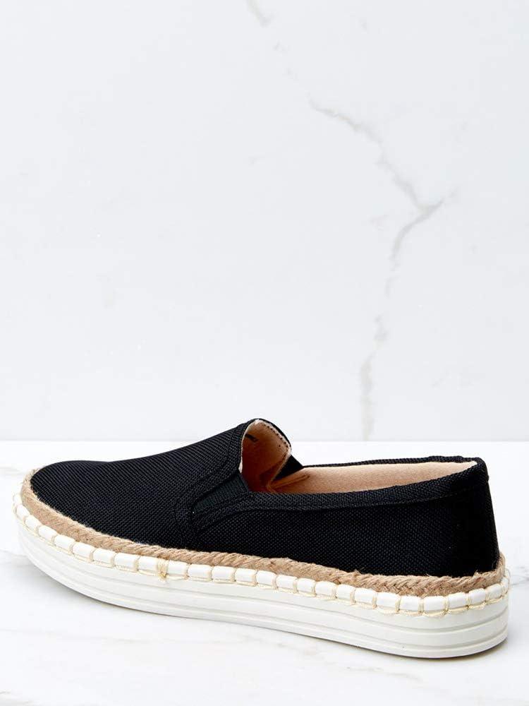 imageLAICIGO Womens Espadrille Flatform Loafers Slip on Platform Sneakers Low Top Flats Shoes