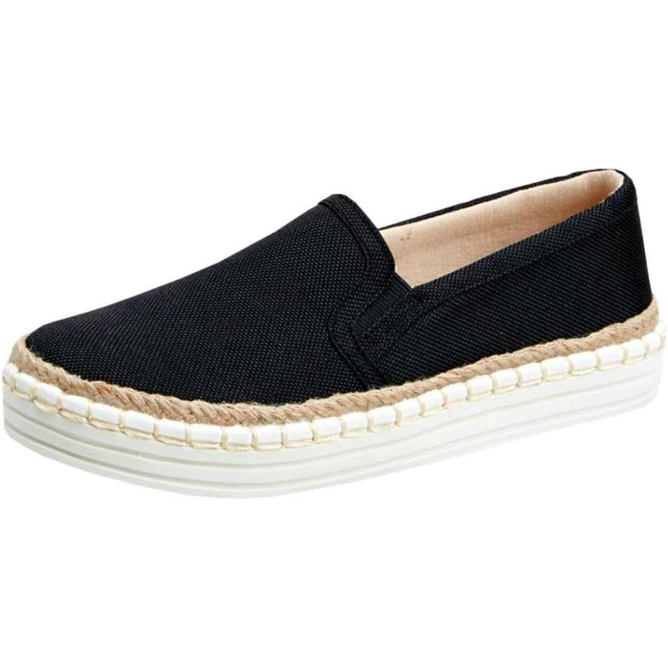 imageLAICIGO Womens Espadrille Flatform Loafers Slip on Platform Sneakers Low Top Flats Shoes