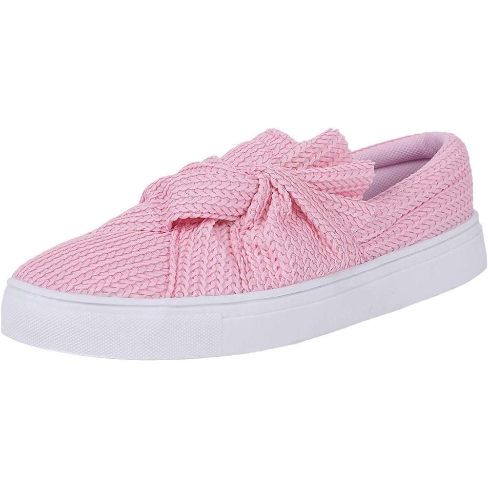 imageLAICIGO Womens Fashion Sneakers Cute Bow Knot Slip On Athletic Walking Sneakers Running Shoes