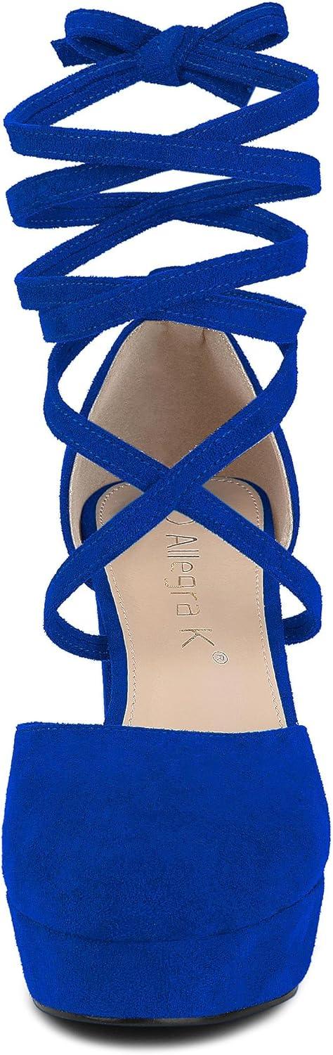 imageAllegra K Escarpins Plateforme Lacets pour FemmesBleu Marine