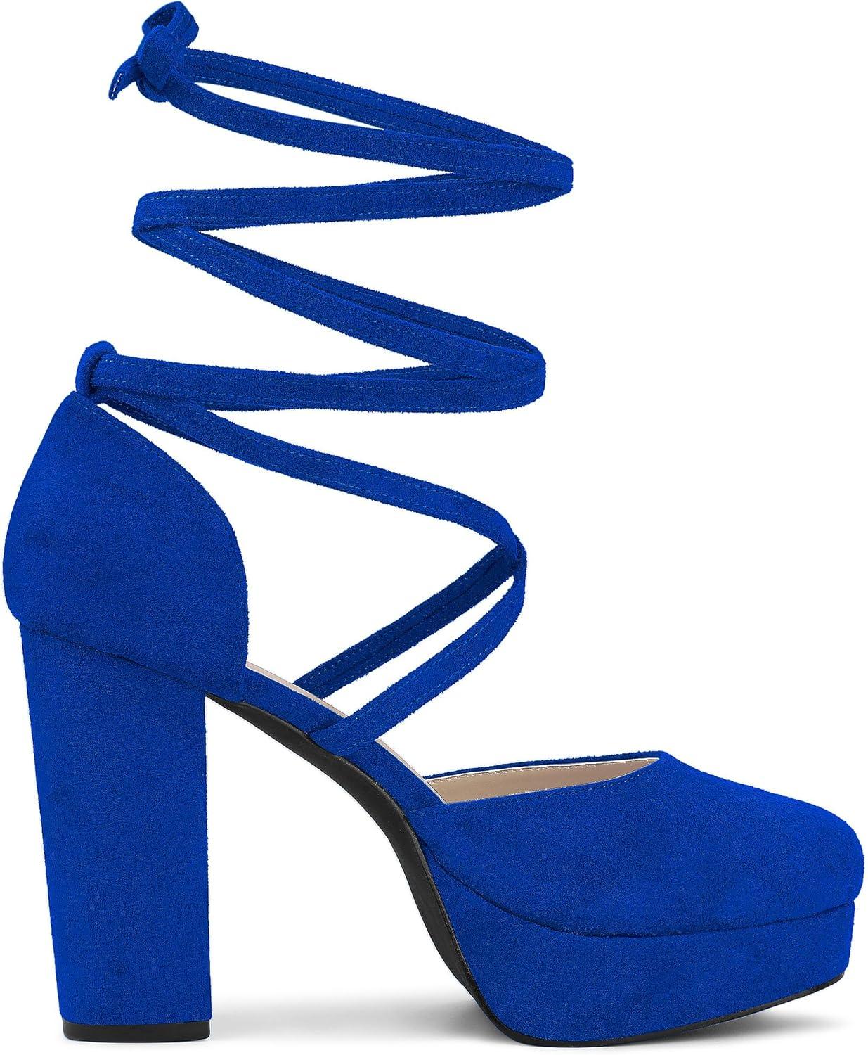 imageAllegra K Escarpins Plateforme Lacets pour FemmesBleu Marine