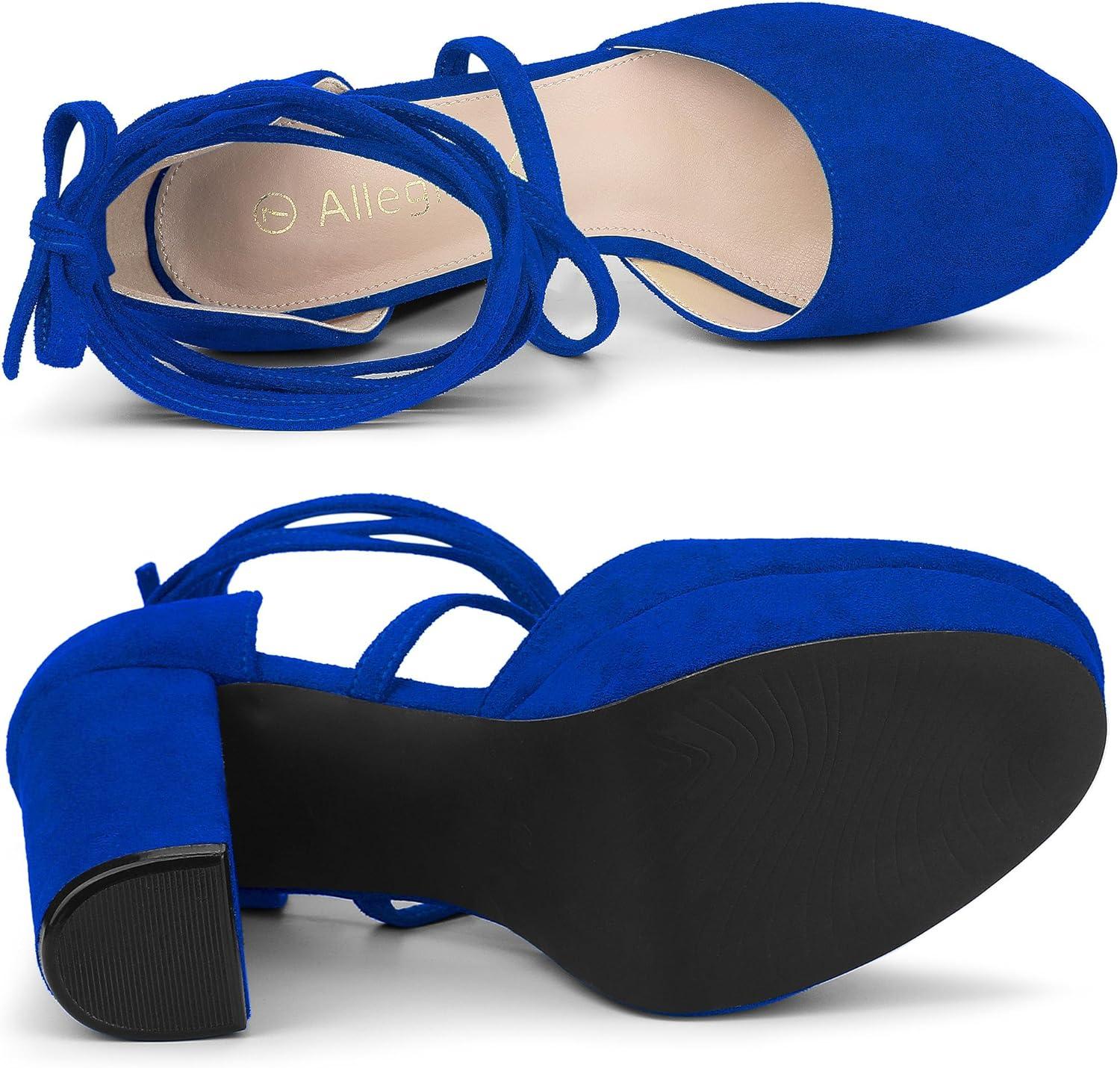imageAllegra K Escarpins Plateforme Lacets pour FemmesBleu Marine