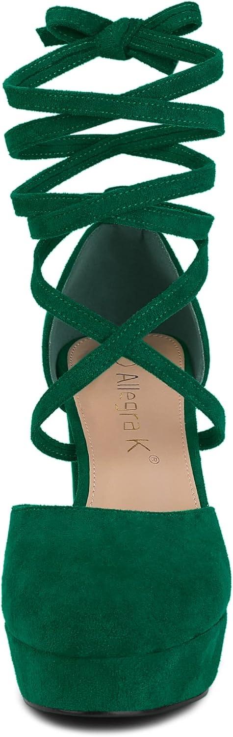 imageAllegra K Escarpins Plateforme Lacets pour FemmesVert meraude