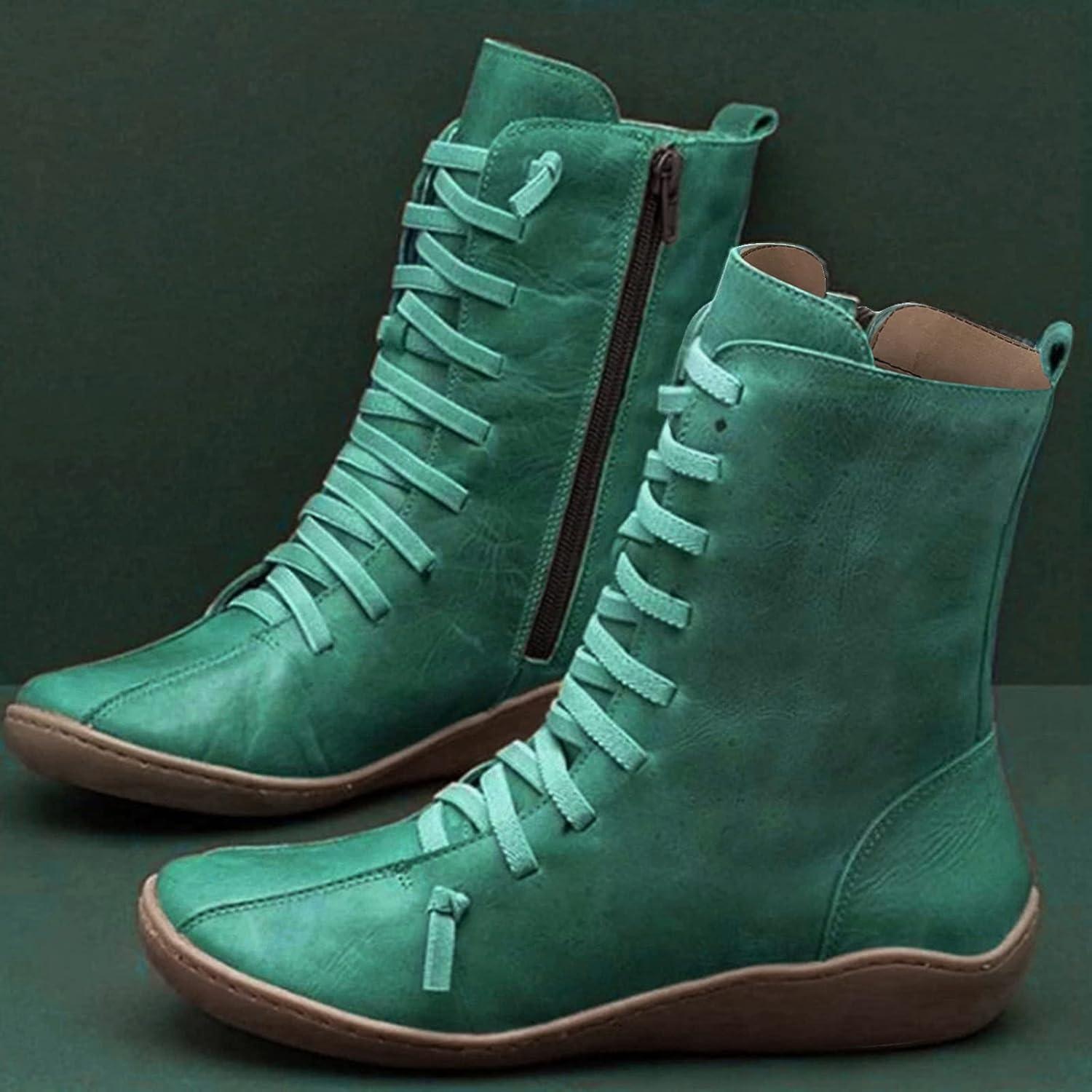 imageBottes Femme pour Western Hiver Moto Cheval Cuissarde Bottine Confort Chic Bottines Disco Equitation Santiag Talon Classique Vintage Boots Cowgirl Fantaisie ChaussureGreen