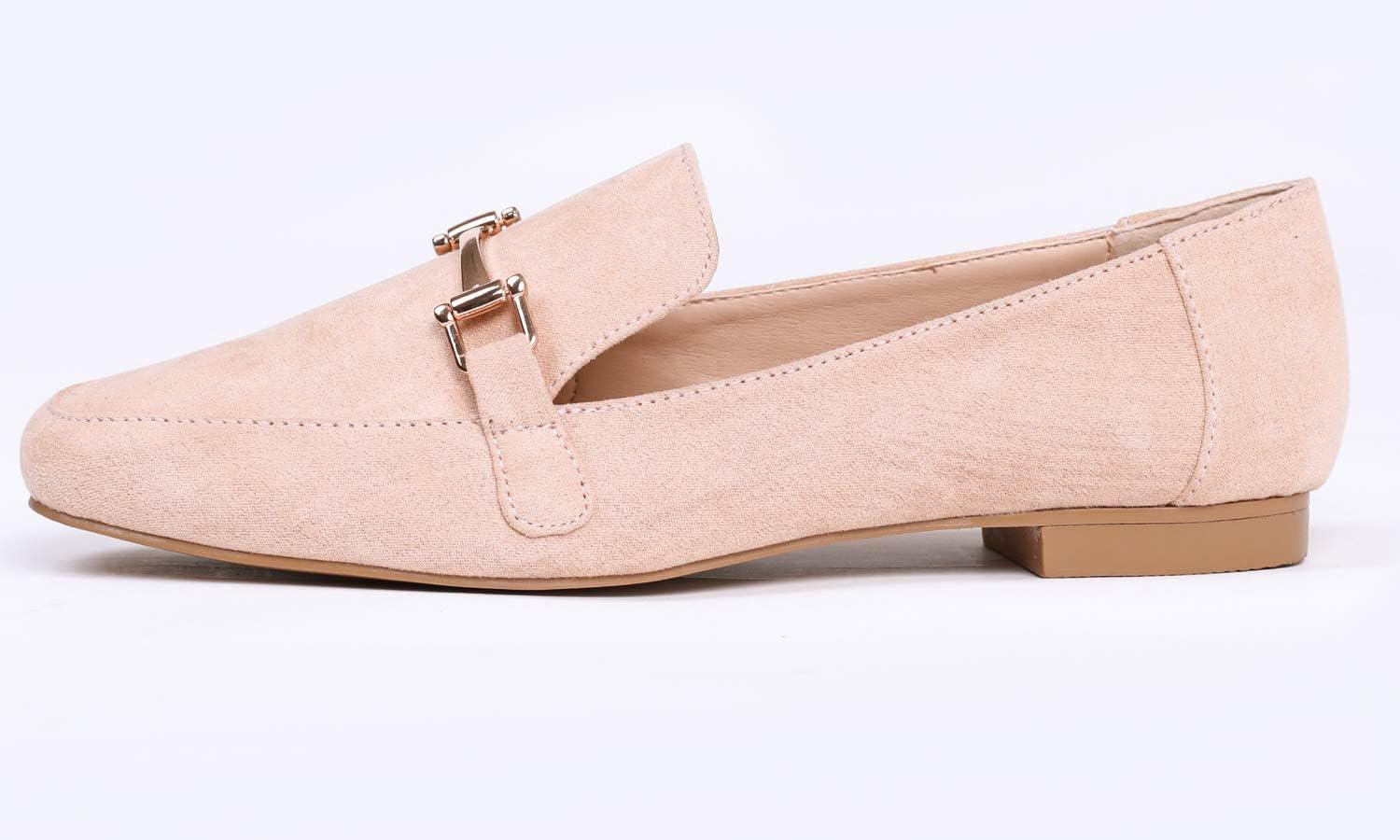 imageFeversole Womens Fashion Trim Deco Loafer SlippersPantoufles Trim Deco pour Femmes la ModeSude Beige Clair