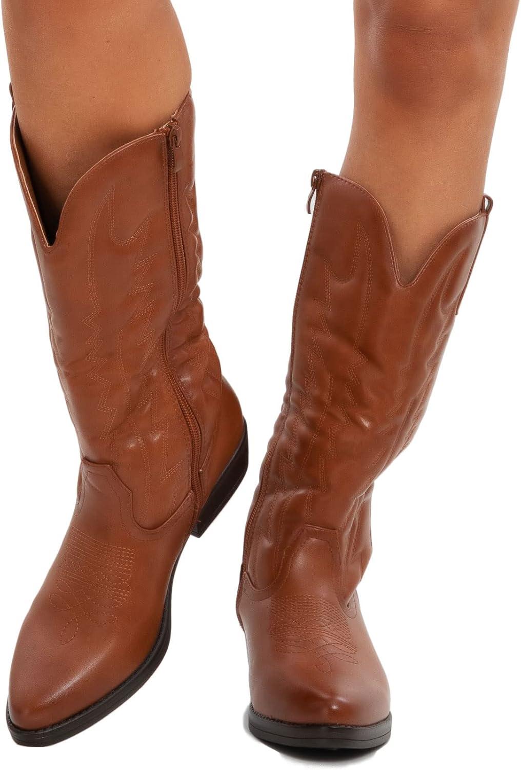 imageToocool Bottes Femme Texani Cowboy Western camperos Chaussures Hiver 2C8X9003Ml155 Camel
