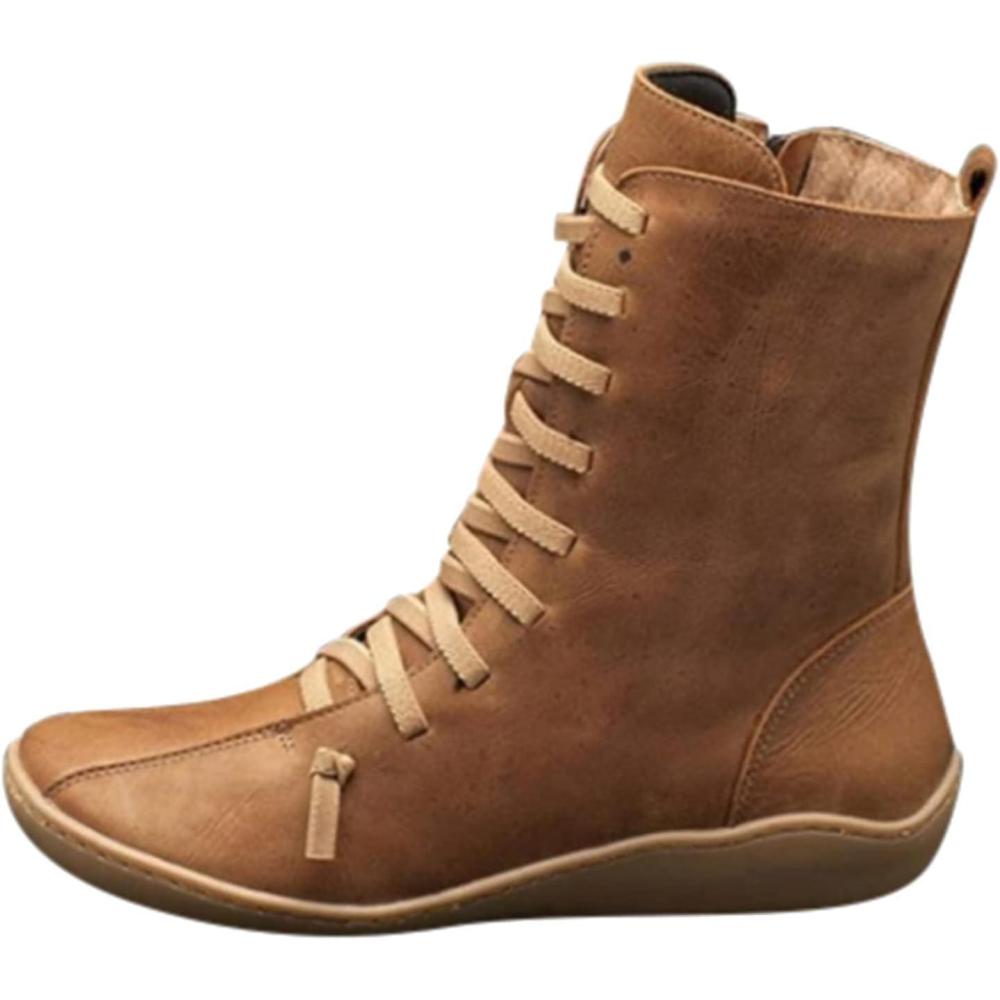 imageBottes Femme pour Western Hiver Moto Cheval Cuissarde Bottine Confort Chic Bottines Disco Equitation Santiag Talon Classique Vintage Boots Cowgirl Fantaisie ChaussureBrown