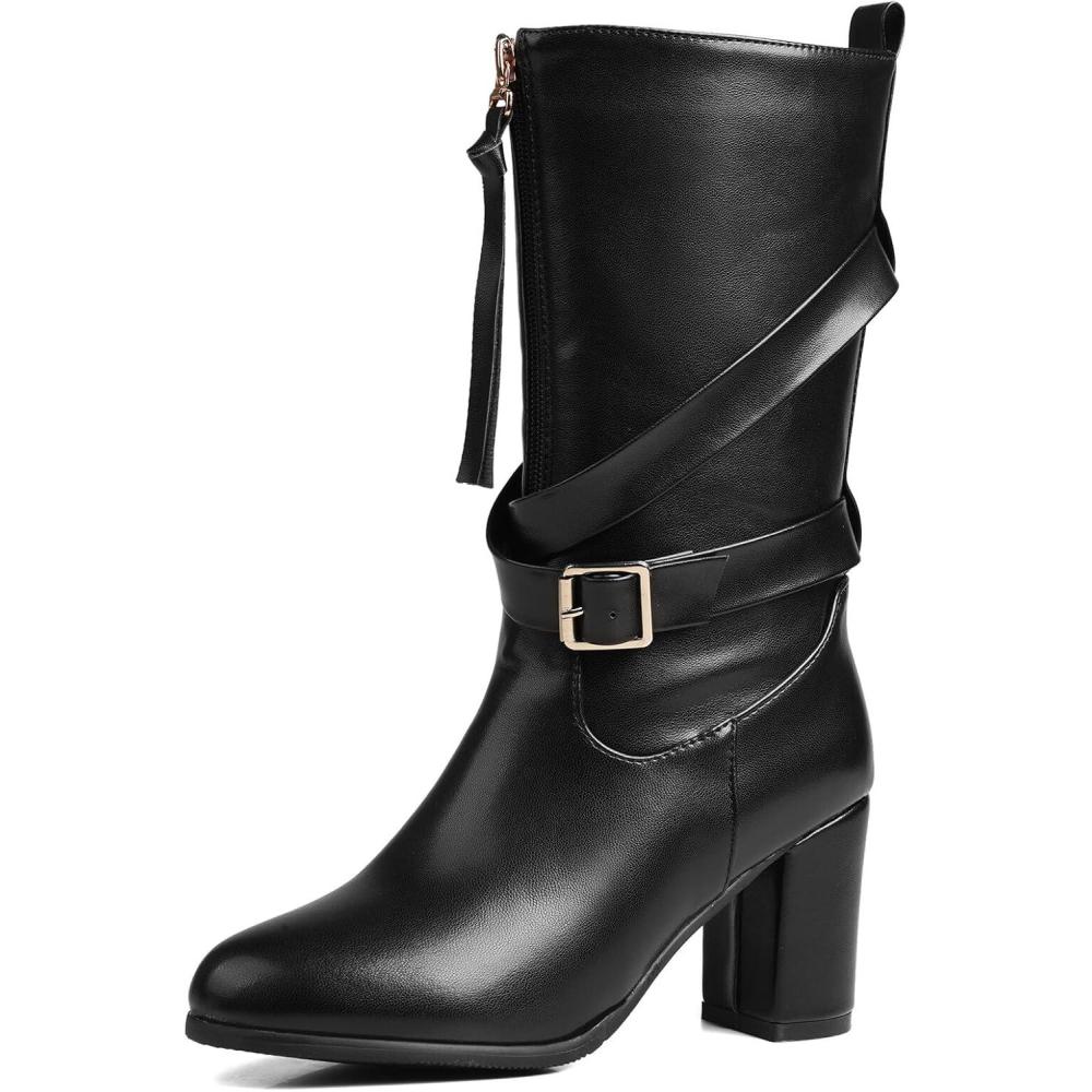 imageBottes Western Femme Hiver Talon Haut Carr Zip 3352Noir Classique