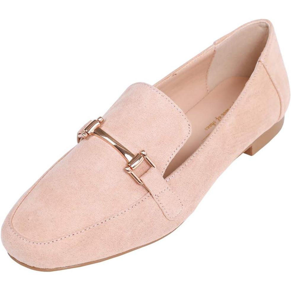 imageFeversole Womens Fashion Trim Deco Loafer SlippersPantoufles Trim Deco pour Femmes la ModeSude Beige Clair