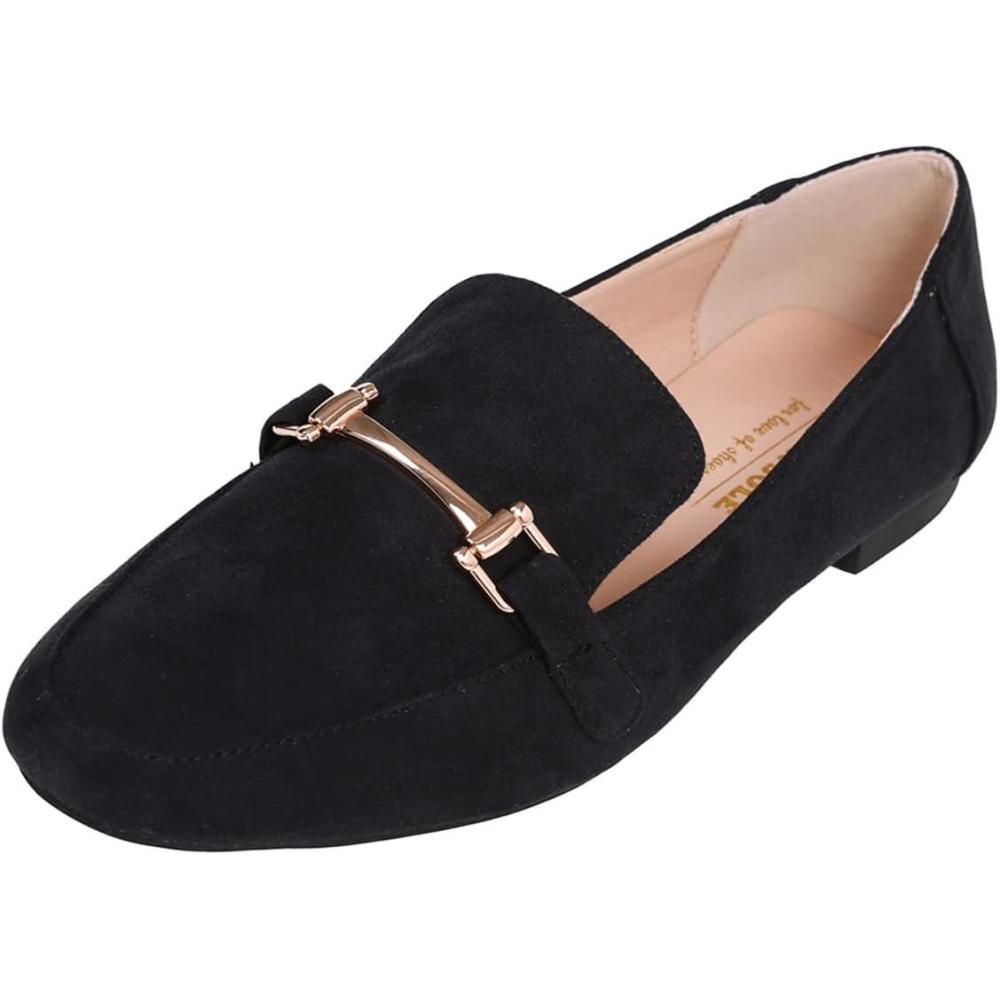 imageFeversole Womens Fashion Trim Deco Loafer SlippersPantoufles Trim Deco pour Femmes la ModeSude Noir