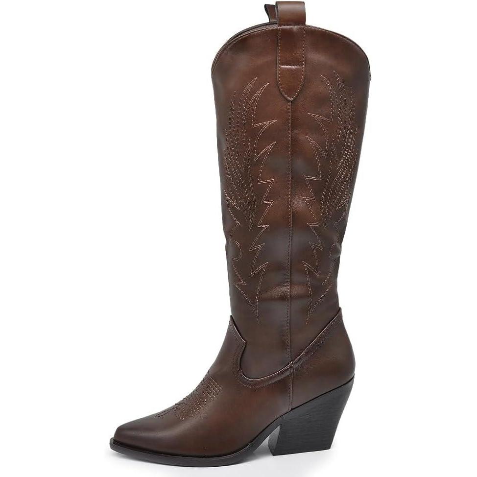 imageIF Fashion Bottes Cowboy Western Texani Chaussures Femme Pointu Camperos LY8012021 Brown