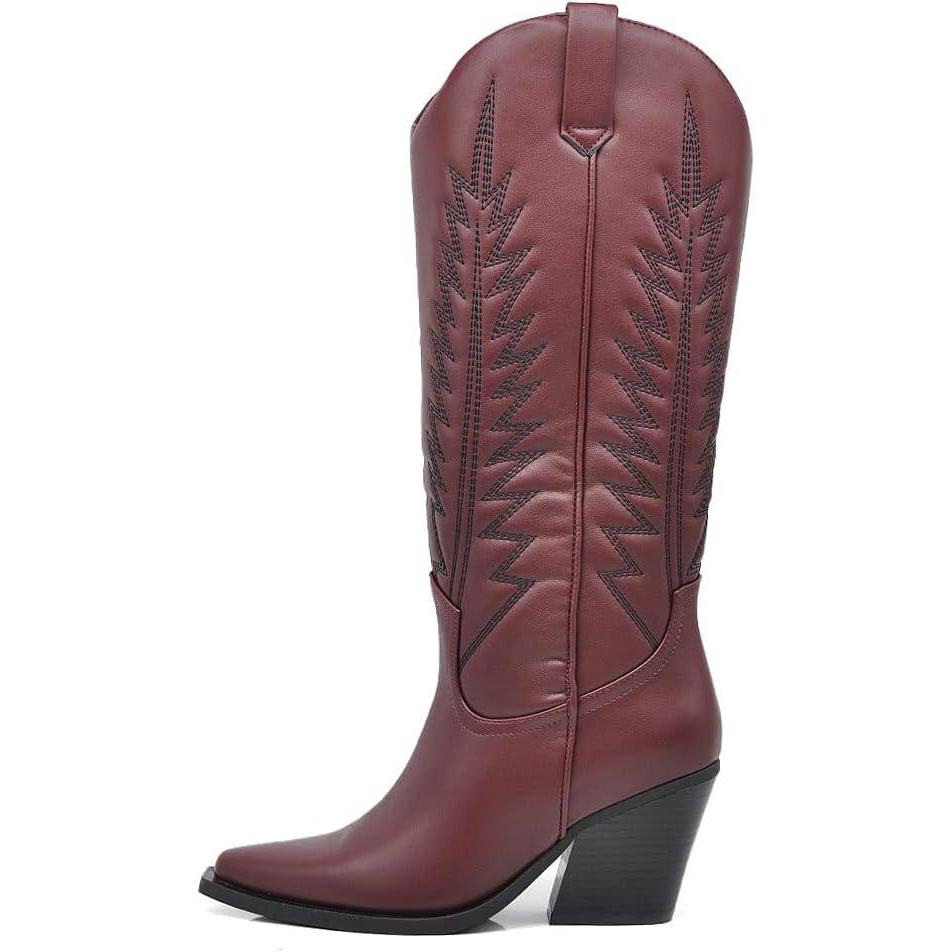 imageIF Fashion Bottes Cowboy Western Texani Chaussures Femme Pointu Camperos LY80122701 6 Bordeaux