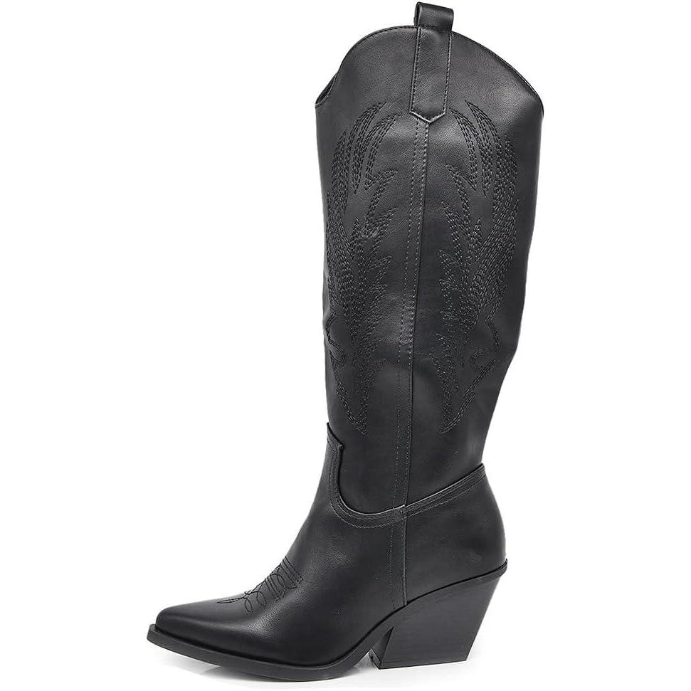 imageIF Fashion Bottes Cowboy Western Texani Chaussures Femme Pointu Camperos LY801280 12 Noir