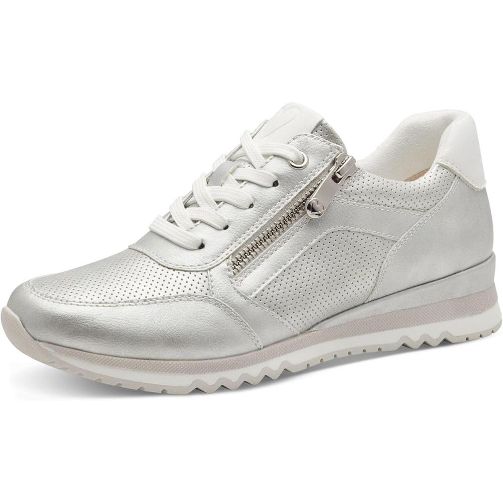 imageMARCO TOZZI Baskets Plates Femme Vganes LoisirsGris Mtallis Lite