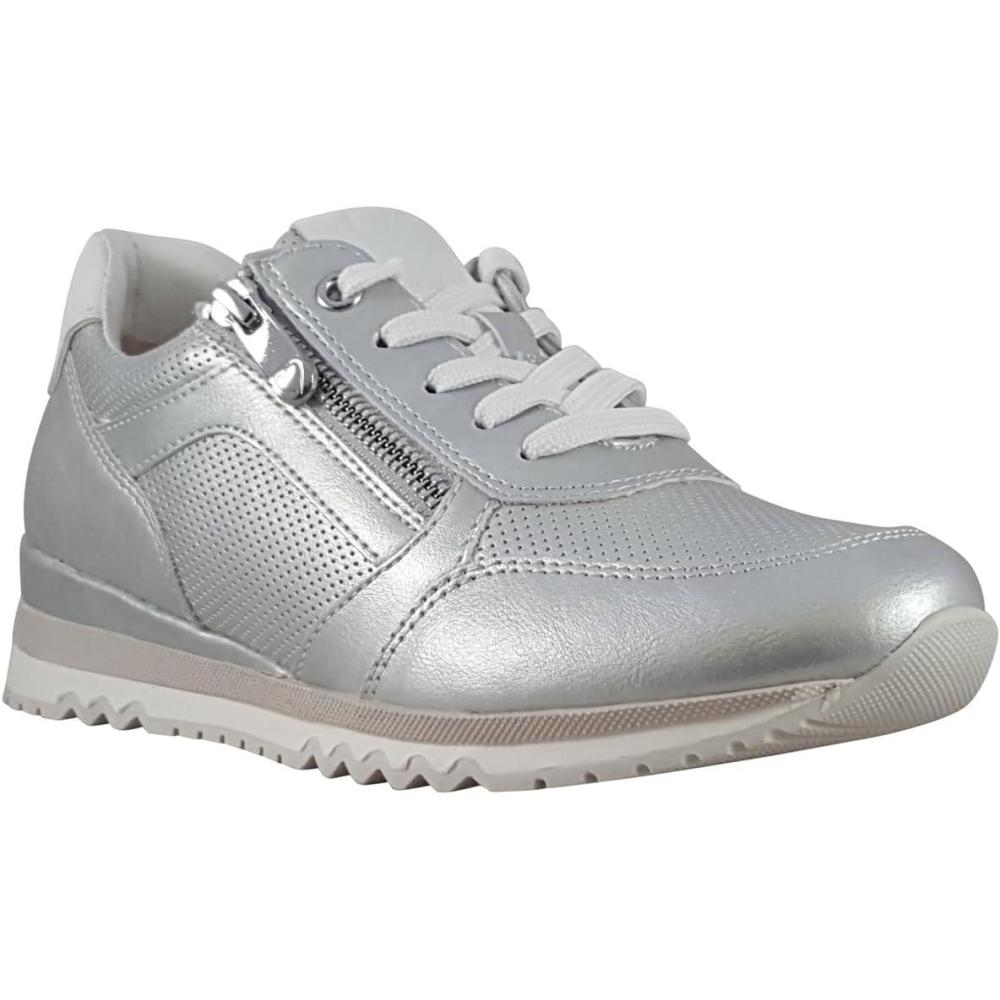 imageMARCO TOZZI Baskets Plates Femme Vganes LoisirsL Grey Met C