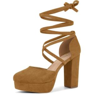 Allegra K Escarpins à Plateforme à Lacets pour Femmes(Brun)