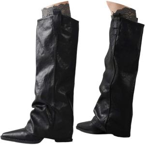 Bottes Femme Cuir, Elégantes Avec Talon Haut Bottines, Haute Medievales Chaussure, Botte De Cowboy Western Avec Talon Chaussure Femme Confortable Bottine(A6 Schwarz)