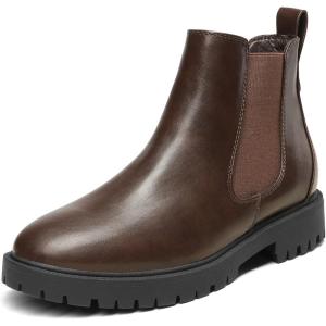 DREAM PAIRS Bottes pour Femme Bottes Chelsea Elégante Chaussures Confortable Bottines Classiques DAB213(Marron Pu)