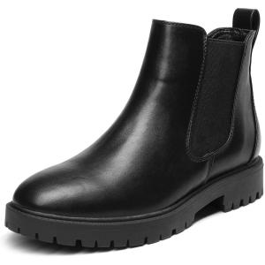 DREAM PAIRS Bottes pour Femme Bottes Chelsea Elégante Chaussures Confortable Bottines Classiques DAB213(Noir Pu)