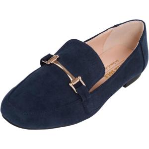 Feversole Women&rsquo;s Fashion Trim Deco Loafer Slippers,Pantoufles Trim Deco pour Femmes à la Mode(Suède Bleu Foncé)