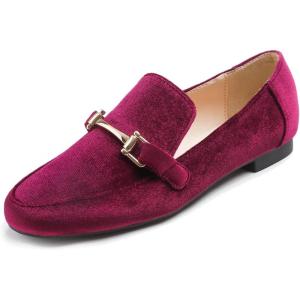Feversole Women&rsquo;s Fashion Trim Deco Loafer Slippers,Pantoufles Trim Deco pour Femmes à la Mode(Velours Bourgogne)