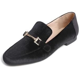 Feversole Women&rsquo;s Fashion Trim Deco Loafer Slippers,Pantoufles Trim Deco pour Femmes à la Mode(Velours Noir)