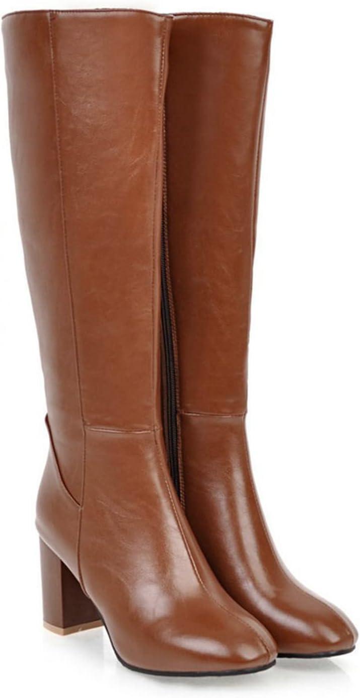 imageBottes Hautes Genoux Femme Classiques Botte Equitation pour Femmes Bottes de Cowboy Confortables Tirer Sur Les Boots DHiver DAutomne Bottines Western Chaussure Vintage Mode Cuir Women Shoes01 Brun