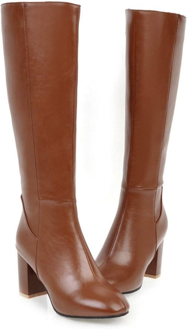 imageBottes Hautes Genoux Femme Classiques Botte Equitation pour Femmes Bottes de Cowboy Confortables Tirer Sur Les Boots DHiver DAutomne Bottines Western Chaussure Vintage Mode Cuir Women Shoes01 Brun