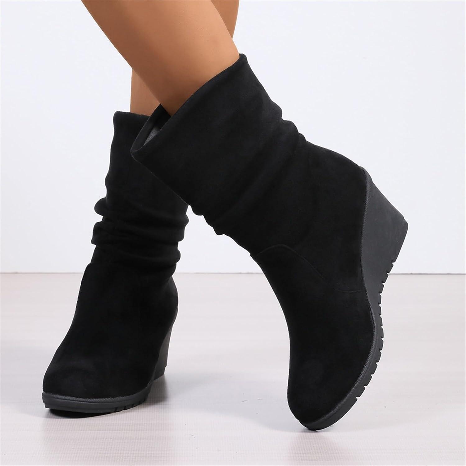 imageBottines pour femme avec talon compens Bottes western pour femme Avec semelle antidrapante Dcontract Bout pointu Talon bloc pais Bottes dhiver pour femme Bottes de pluie
