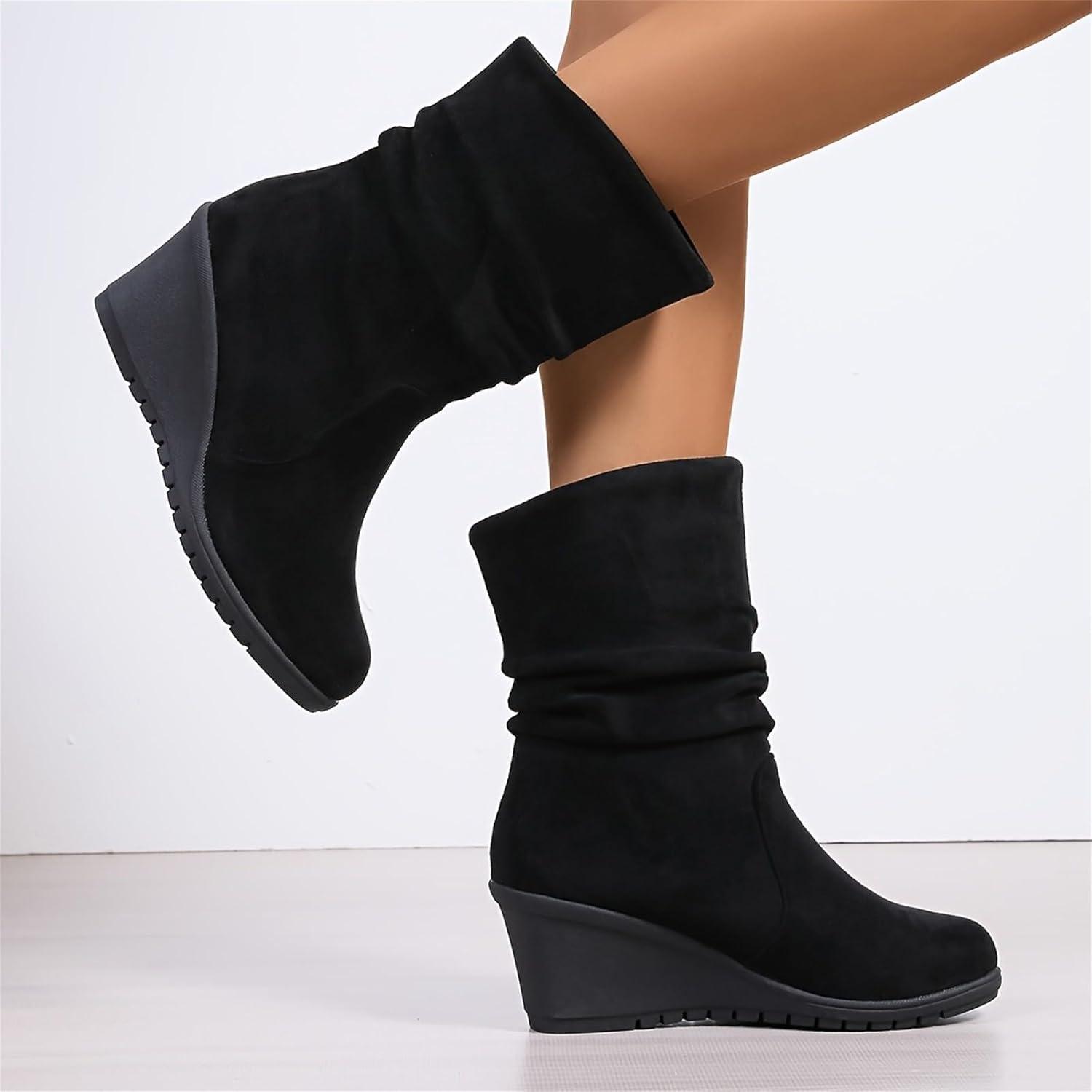 imageBottines pour femme avec talon compens Bottes western pour femme Avec semelle antidrapante Dcontract Bout pointu Talon bloc pais Bottes dhiver pour femme Bottes de pluie