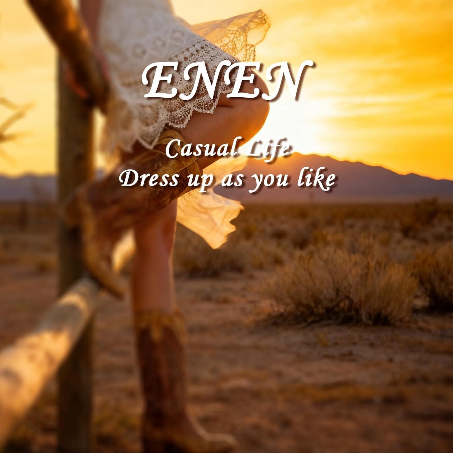 imageENEN Santiag Femme Bottes Daim Western Bottes Cowboy Femme Talon Haut MiMollet Chaussures Dcontractes La Mode Boots Santiag Cowboy femmes Basse Taille 3448Rose