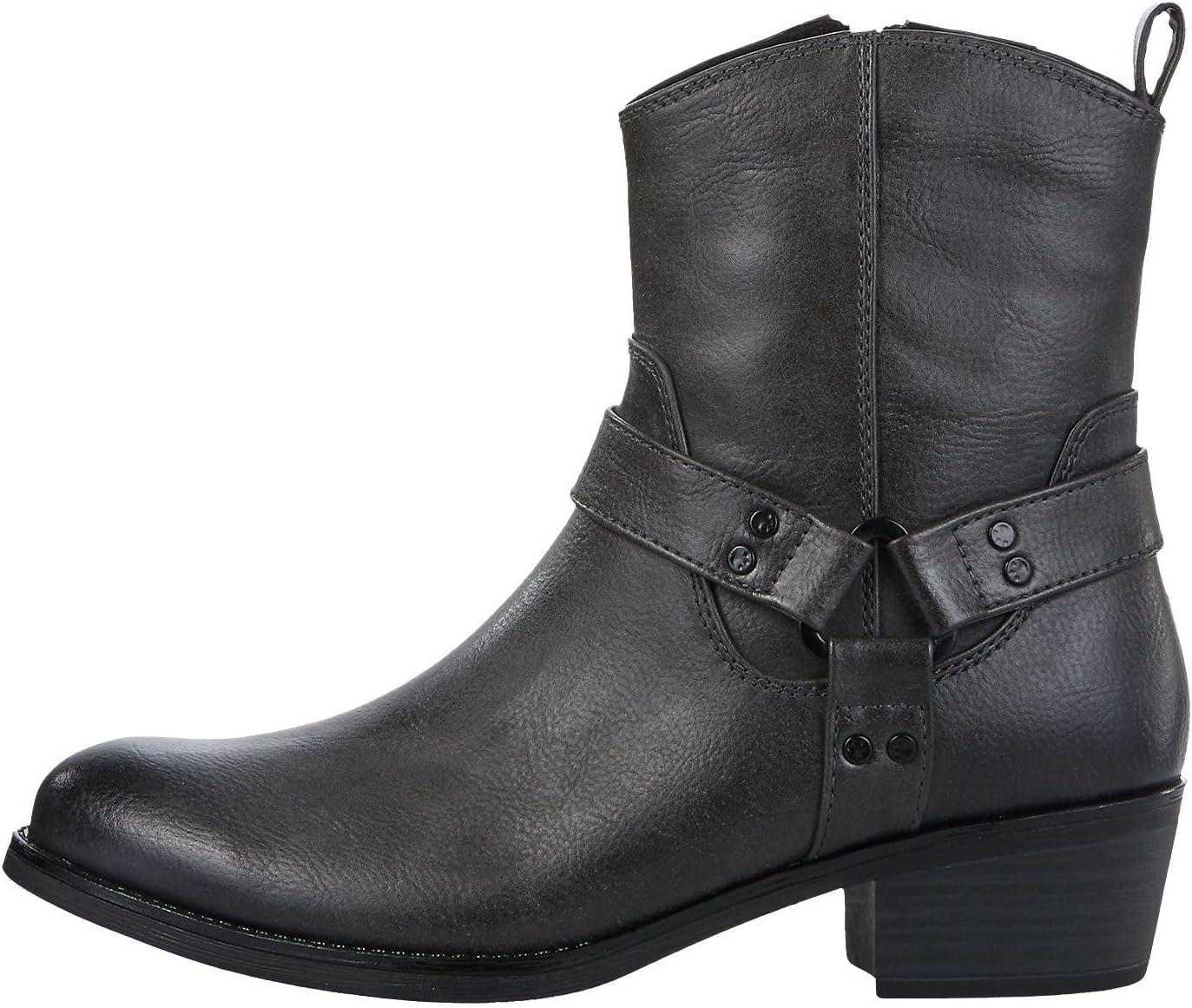 imageMARCO TOZZI Femme Bottines Zippes 22532443 Botte de WesternGris Fonc
