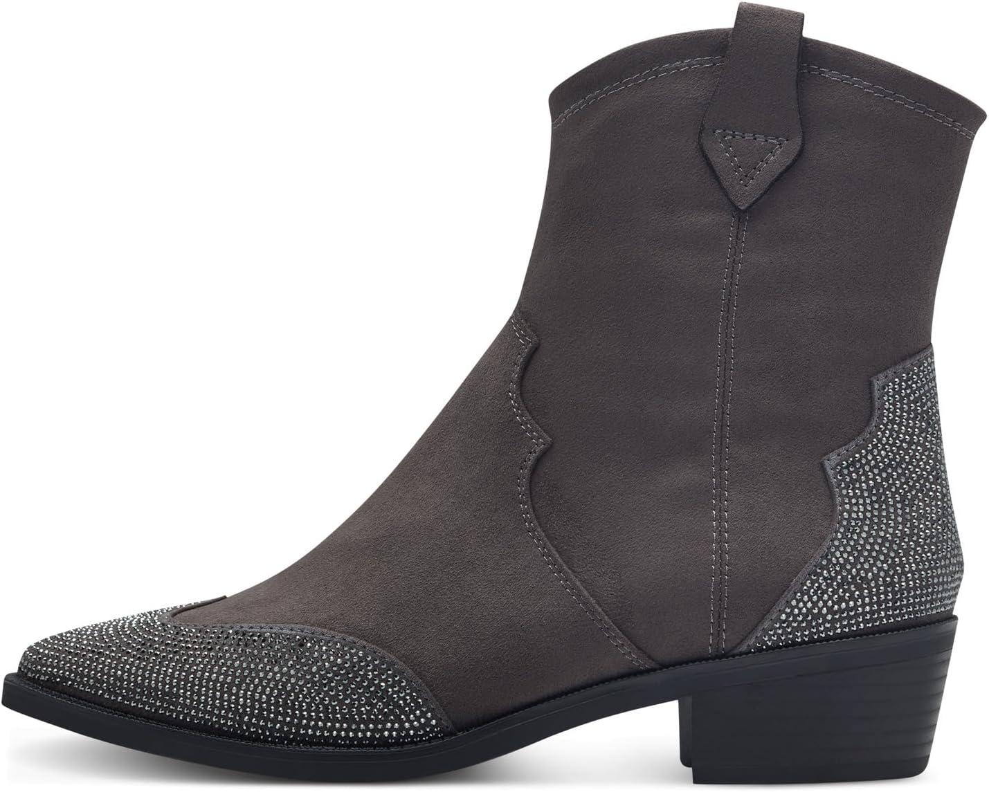 imageMARCO TOZZI Femme Bottines Zippes 22534043 Botte de WesternGris Fonc
